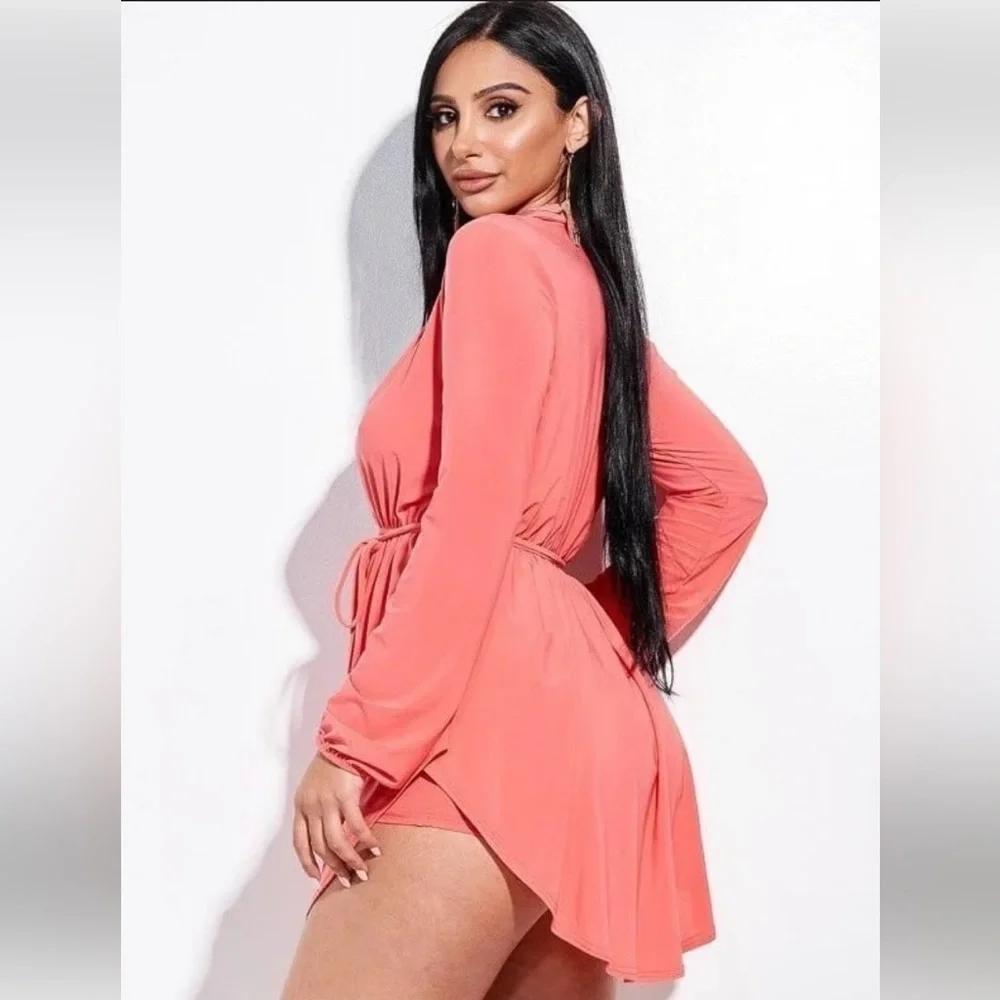 FEW LEFT “Lasting Impression” Coral Long Sleeve Top & Bottoms Set - Picture 4 of 6